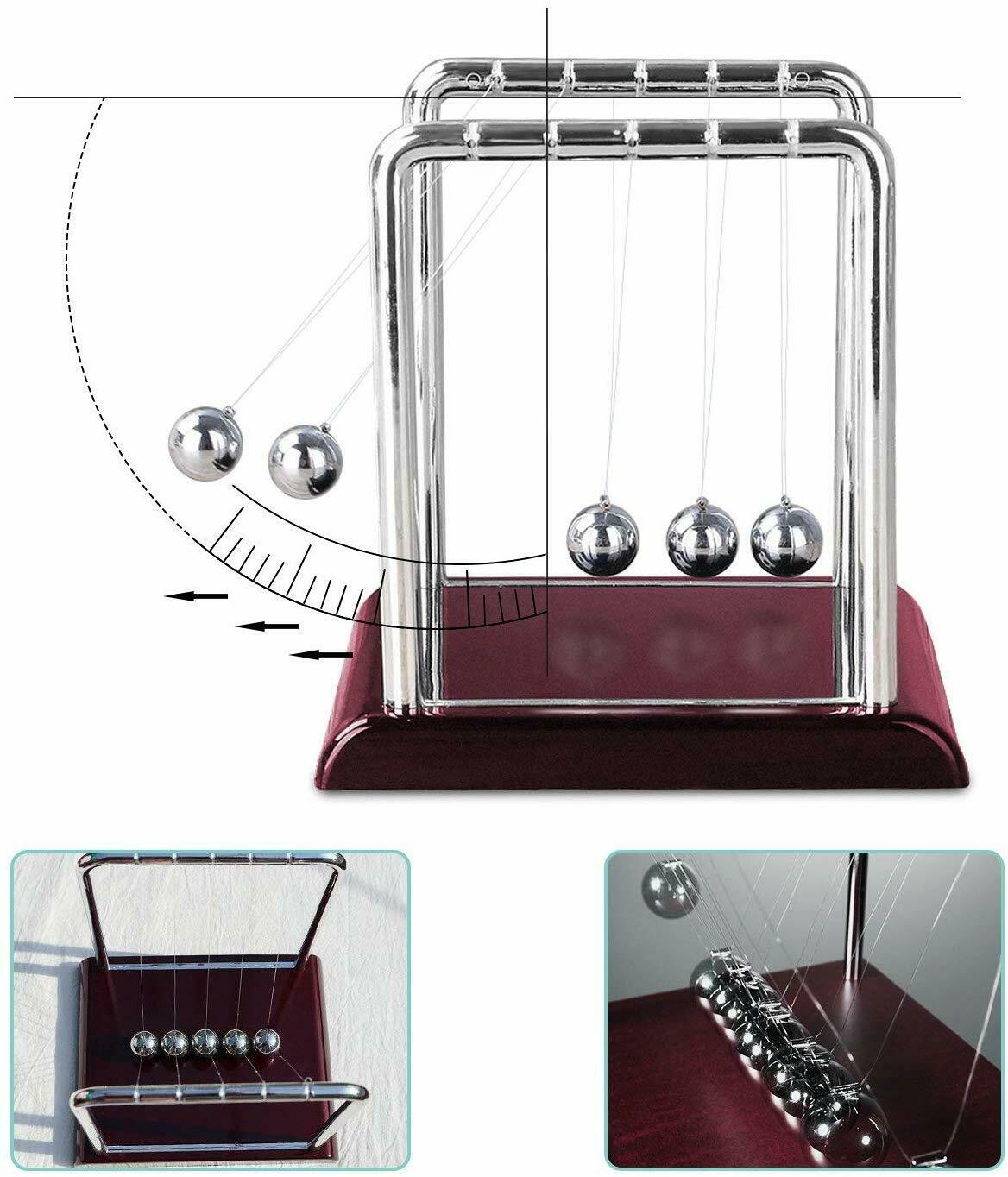 Newtons Cradle Office Desk Toy Kenetic Education Gravity Balance Balls - Image 3