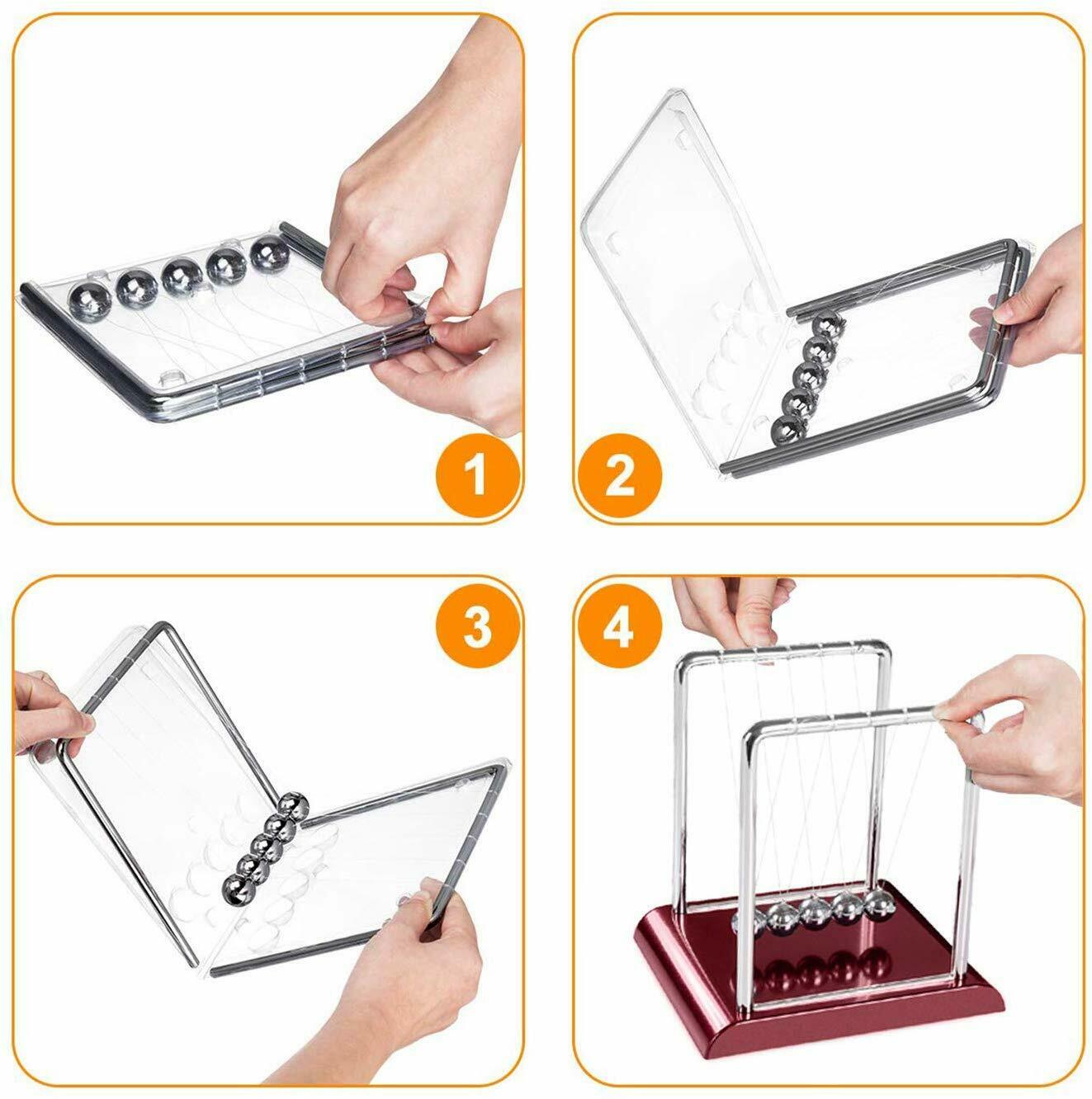 Newtons Cradle Office Desk Toy Kenetic Education Gravity Balance Balls - Image 6
