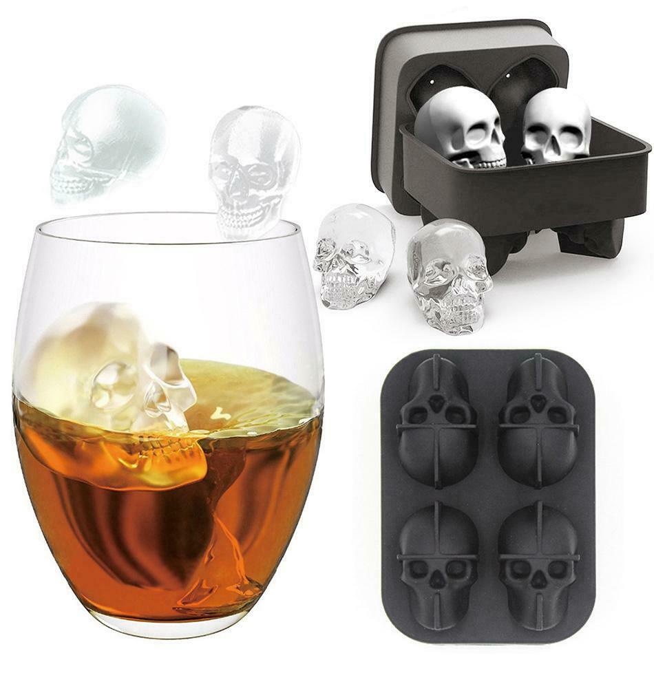 Silicone 3D Skull ICE Cube Tray Maker Round Ball Sphere Mold Whiskey Cocktails - Image 2