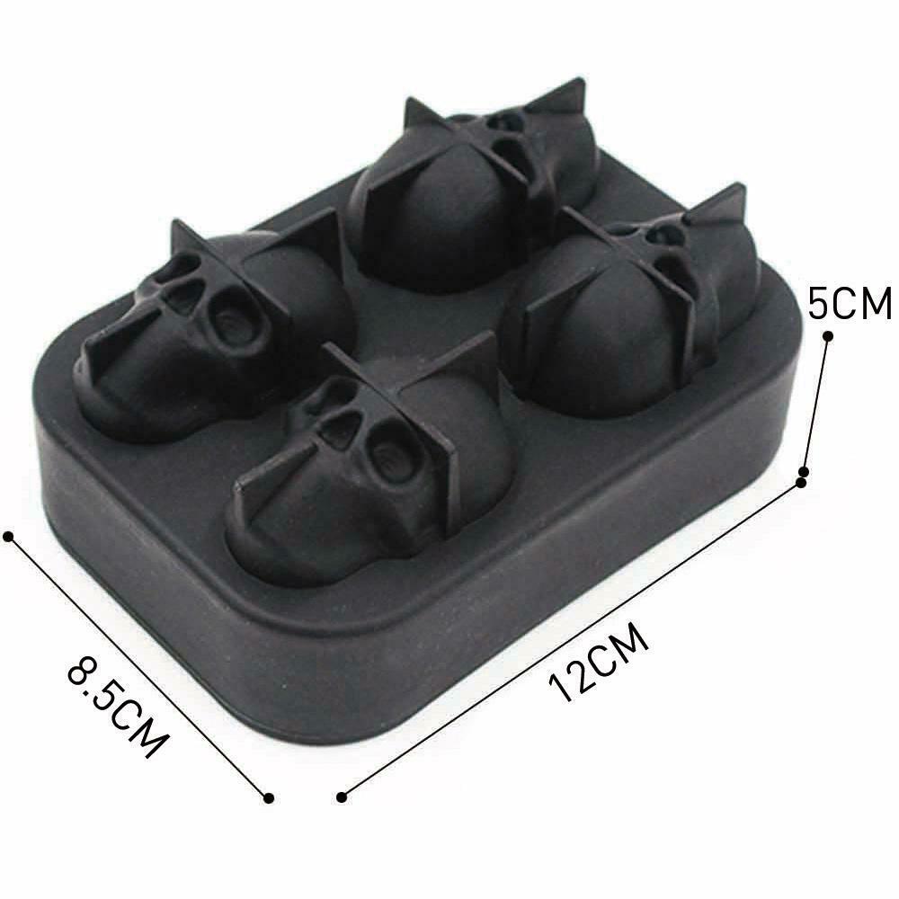 Silicone 3D Skull ICE Cube Tray Maker Round Ball Sphere Mold Whiskey Cocktails - Image 6