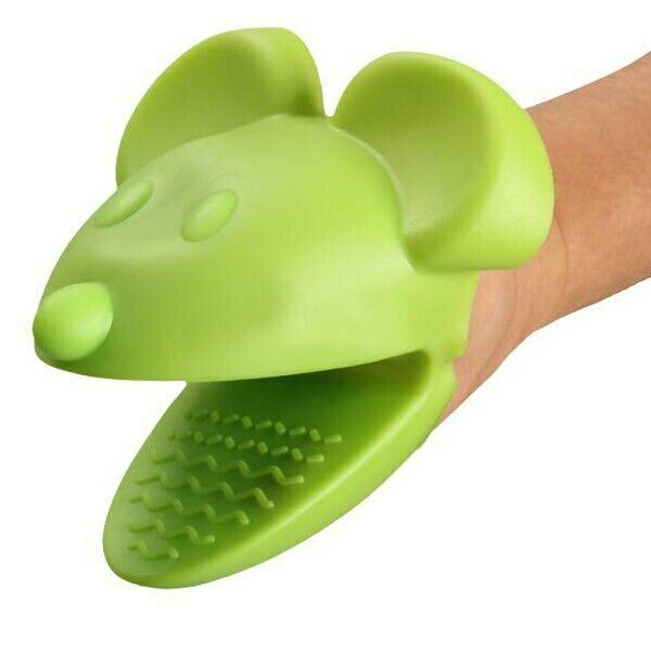 Silicone Oven Gloves Heat Resistant Mini Mitt Pot Holder Dog Head Shaped - Image 4
