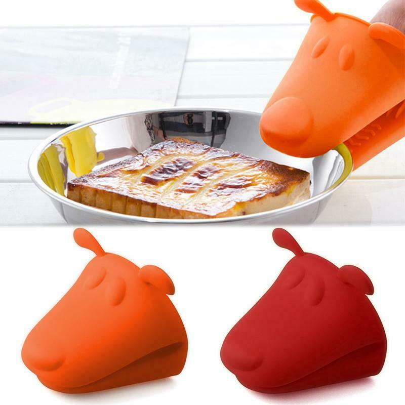 Silicone Oven Gloves Heat Resistant Mini Mitt Pot Holder Dog Head Shaped - Image 5