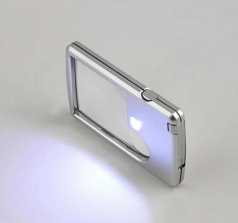 Portable Pocket Credit Card Size 3x 6x Magnifier Magnifying with LED light Glass - Image 3