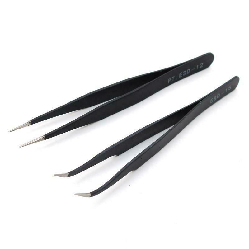 Tweezers for Eyelash Extensions, Straight and Curved Tip Tweezers Nippers Set of 2, 4, 6 - Image 5