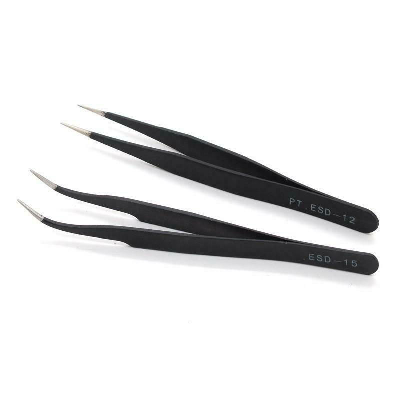 Tweezers for Eyelash Extensions, Straight and Curved Tip Tweezers Nippers Set of 2, 4, 6 - Image 2