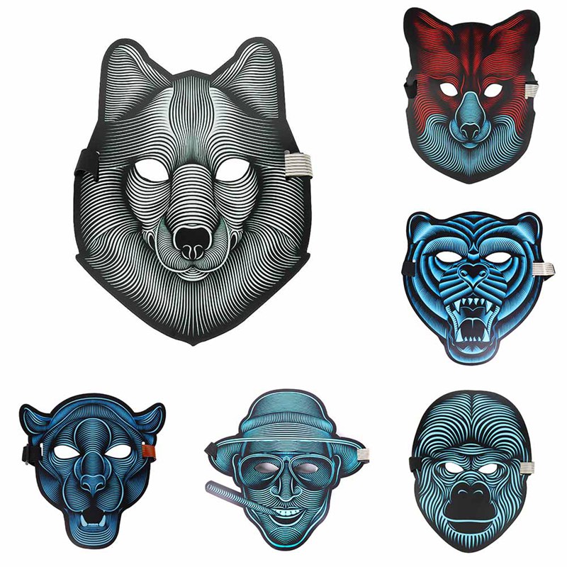 Halloween LED Glowing Mask with Voice Control and 3D Dance feature, Light Up The Purge Party - Image 7
