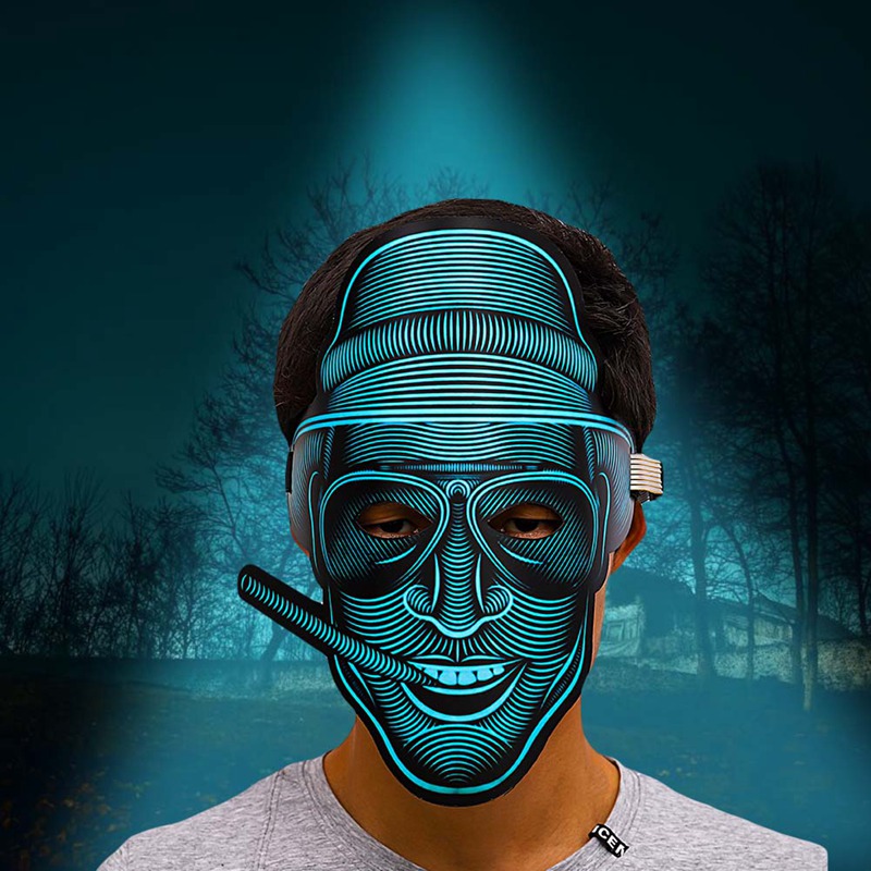 Halloween LED Glowing Mask with Voice Control and 3D Dance feature, Light Up The Purge Party - Image 9