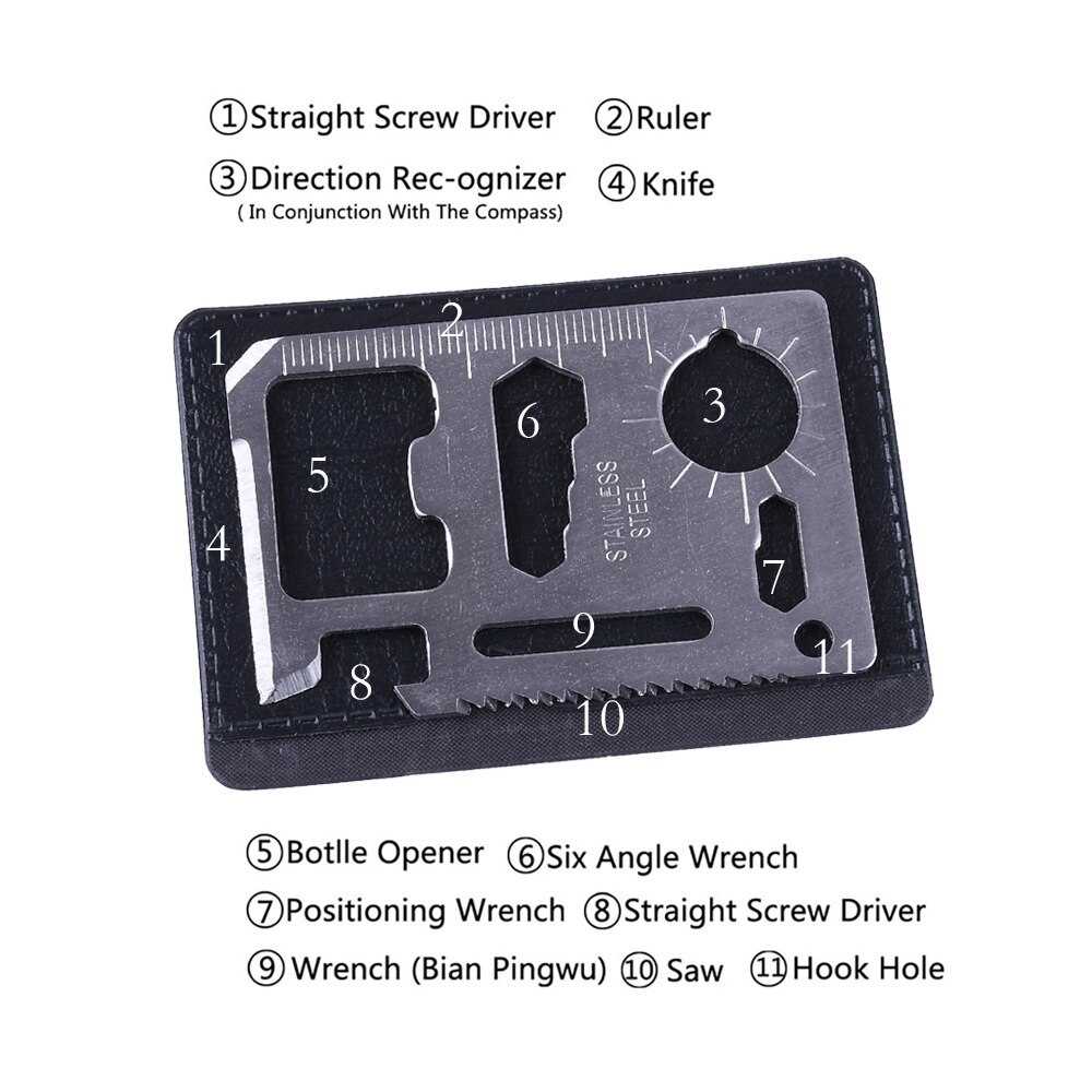 N1 Multi Tool 11 in 1 Wallet Thin Survival Pocket Size Credit Card Knife, Multifunction Outdoor Hunting, Survival Camping ,Military - Image 6