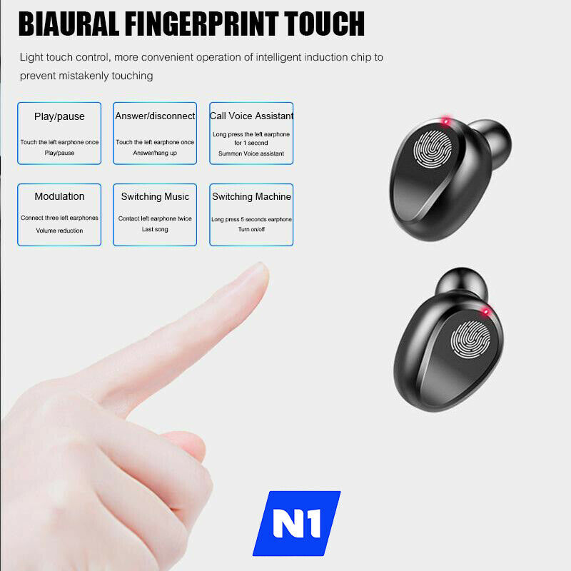 N1 Bluetooth 5.0 Headset Wireless Earphones Mini Earbuds Stereo Headphones IPX6 - Image 5