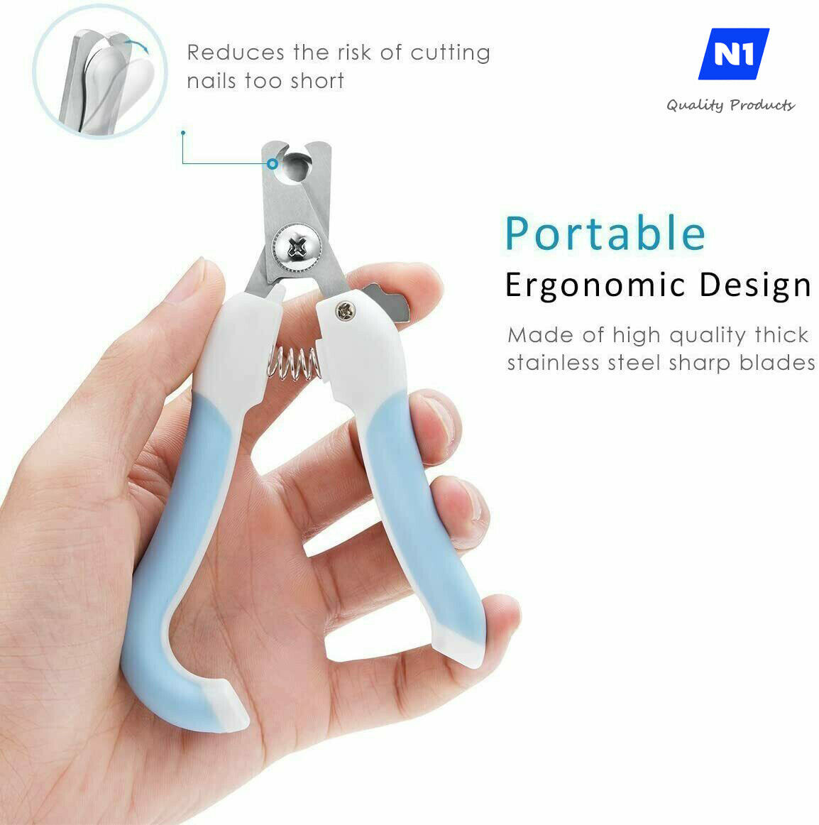 N1- Nail Clippers and Trimmer - with Quick Safety Guard to Avoid Over-Cutting Toenail - Grooming Razor Sharp Blades for Small Medium Large Breeds - Image 7