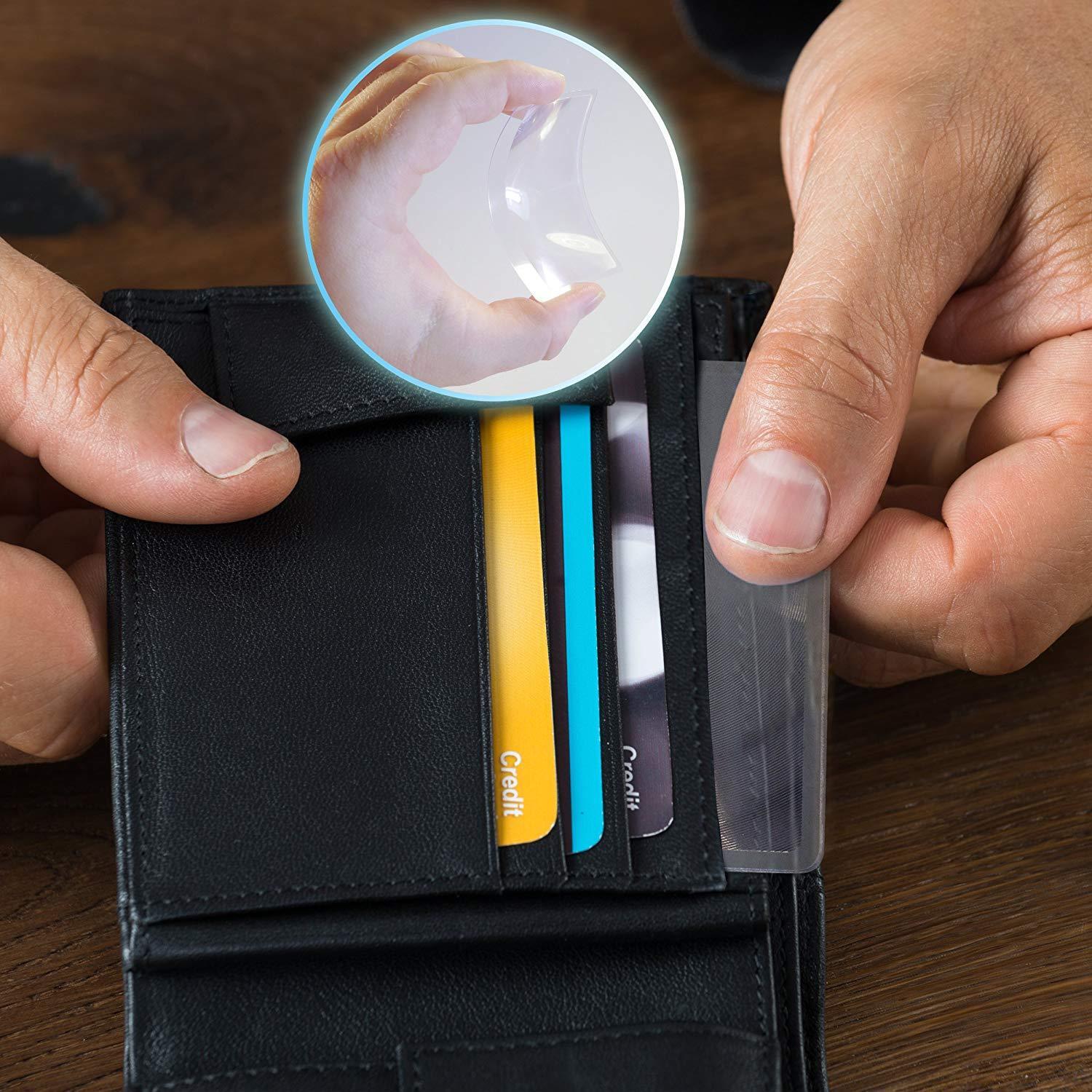 Credit Card Size Wallet Magnifying Glass with Holder - 3X Fresnel Magnifier - Image 2