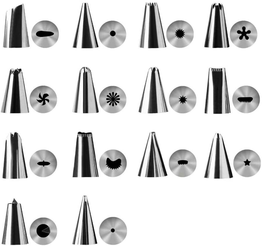 CupCake Decorating Kit, 20 Pcs Cake Baking Set , Russian Nozzles Flower Piping Tips, Silicon Piping Bag, Closed Star, Open Star, French, leaf - Image 7
