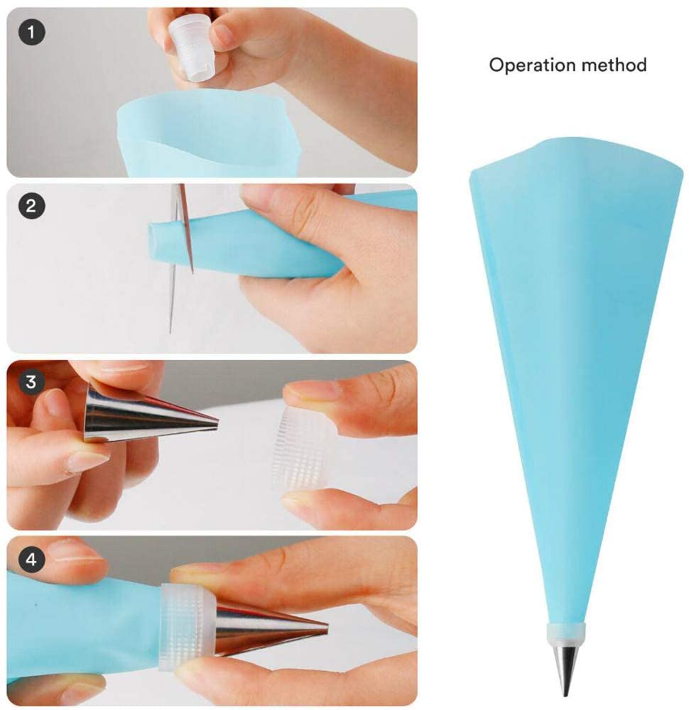 CupCake Decorating Kit, 20 Pcs Cake Baking Set , Russian Nozzles Flower Piping Tips, Silicon Piping Bag, Closed Star, Open Star, French, leaf - Image 8