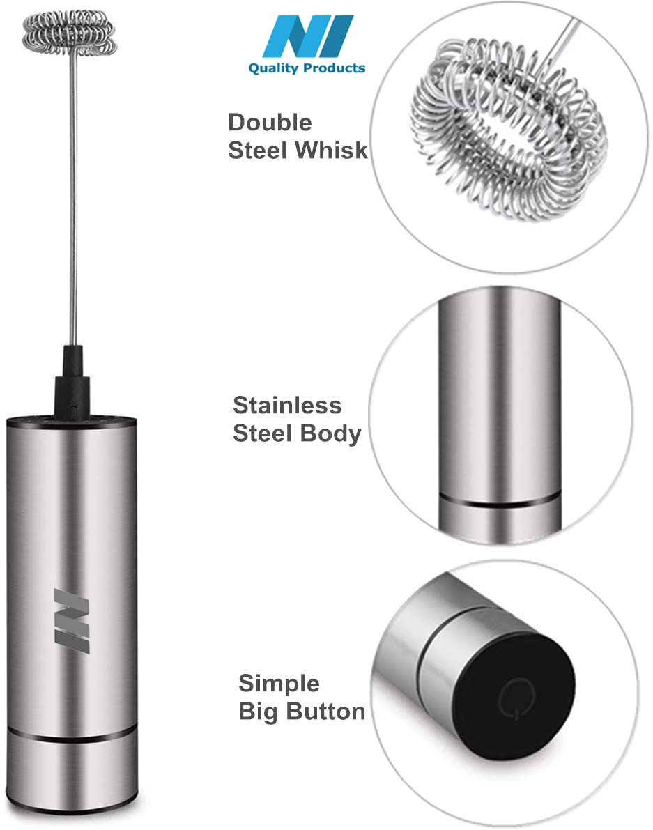 N1- Electric Milk Frother Powerful 22000 RPM Motor, High Quality Stainless Steel Drink Foamer Whisk Mixer Stirrer Coffee Eggbeater Cappuccino Latte Maker - Image 2
