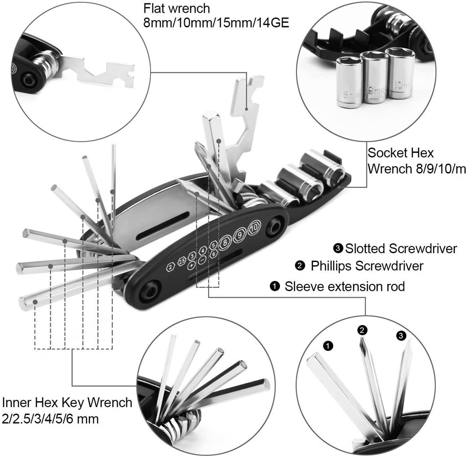 N1 Multifunction Bicycle Repair Tools Bike 15 in 1 Maintenance Tools Kits Set, Perfect for Sports and Outdoor Activities - Image 7