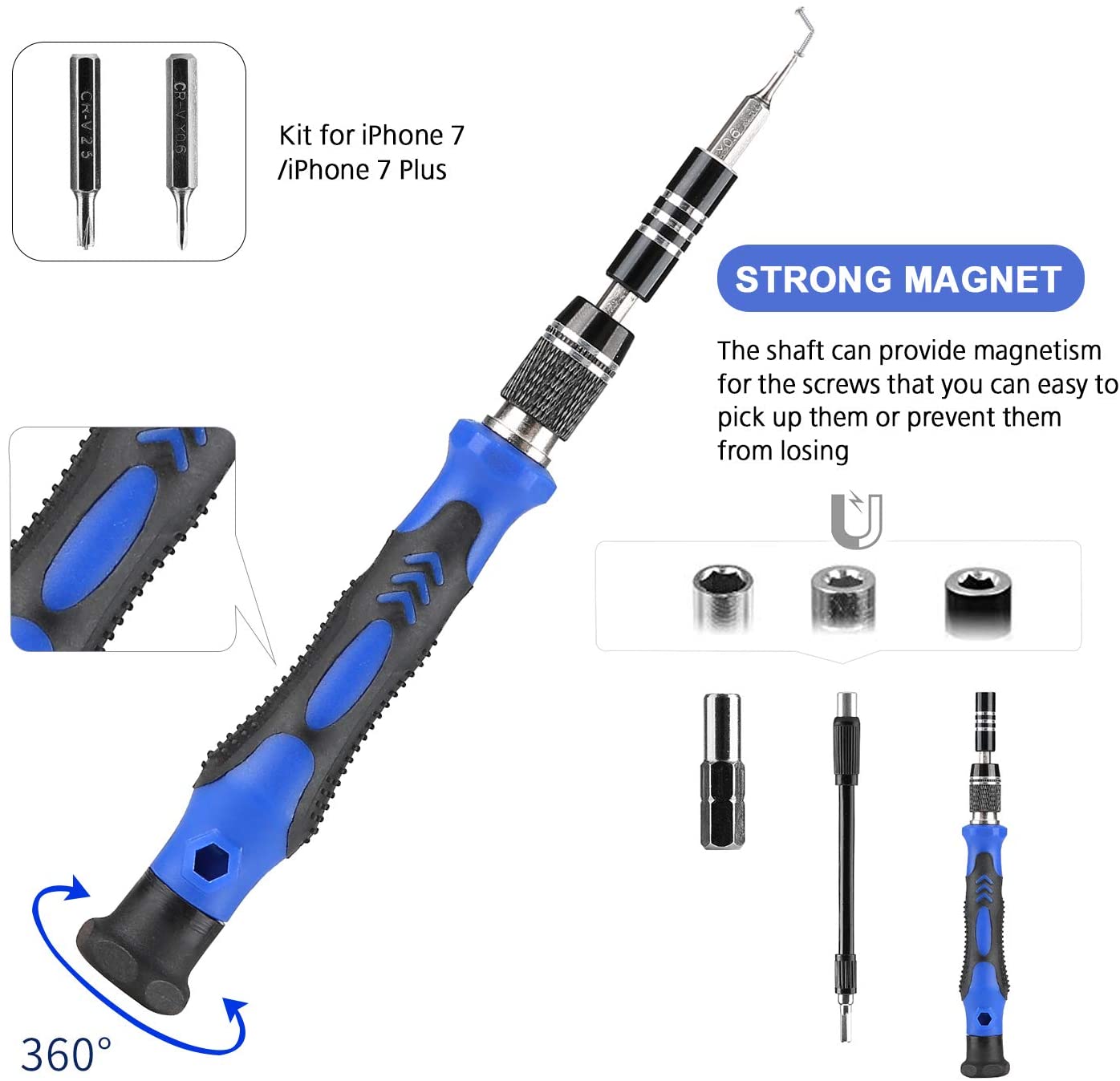 N1 Precision Screwdriver Set,60-Piece Electronics Precision Screwdriver in 1 with 56 Bits Multi-Type Magnetic Screwdriver Kit, Stainless Steel Professional Repair Tools Kit For Phone, Laptop, PC, Camera - Image 5