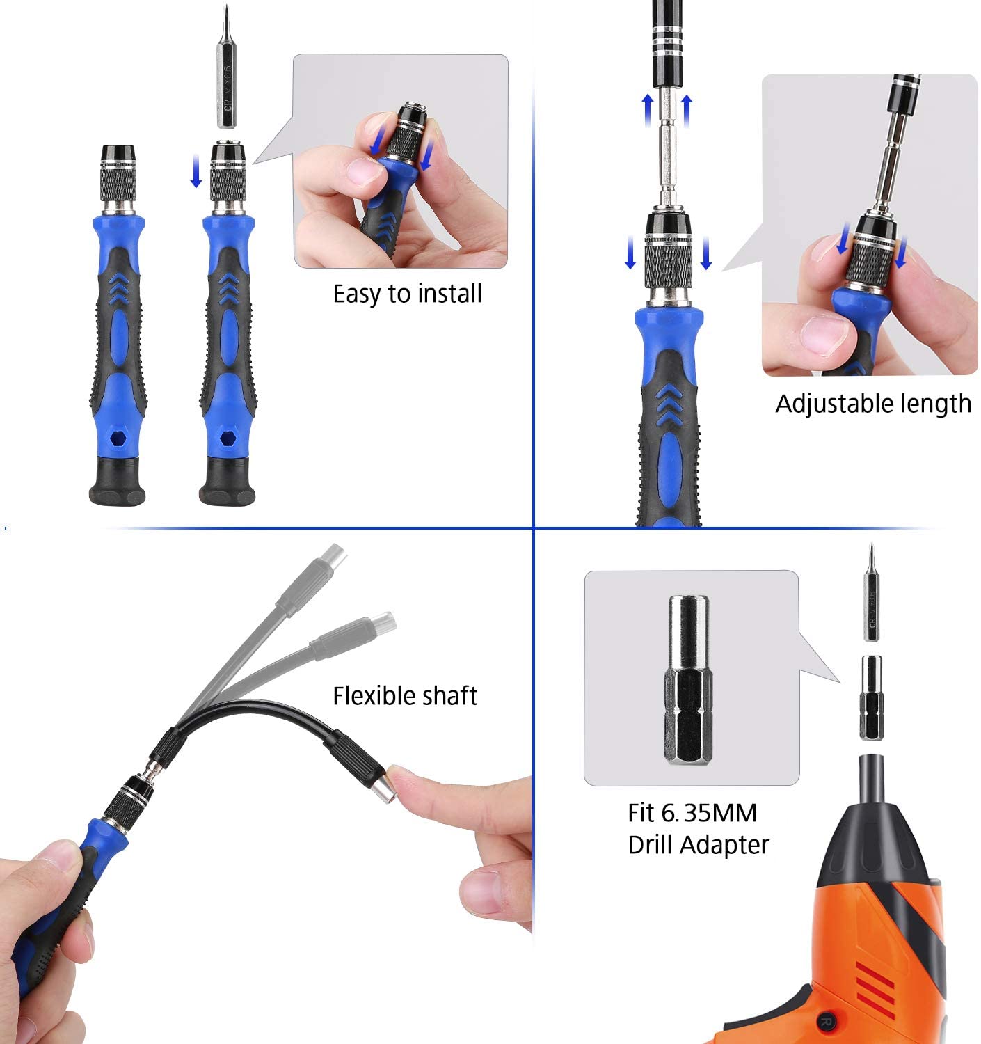 N1 Precision Screwdriver Set,60-Piece Electronics Precision Screwdriver in 1 with 56 Bits Multi-Type Magnetic Screwdriver Kit, Stainless Steel Professional Repair Tools Kit For Phone, Laptop, PC, Camera - Image 4