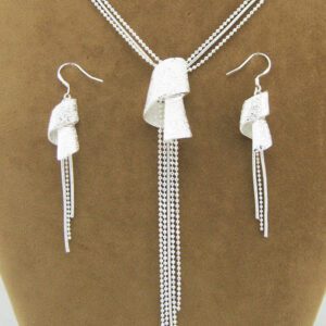 White Gold 18K-Plated Necklace & Earings Set