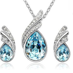 White Gold 18K-Plated Necklace & Earings Set
