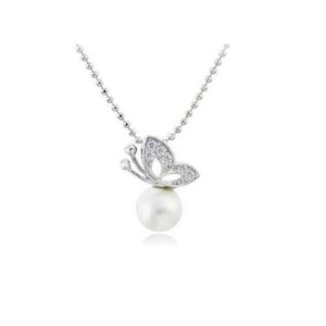 Fashion Butterfly Pearl Pendant & Earrings Set
