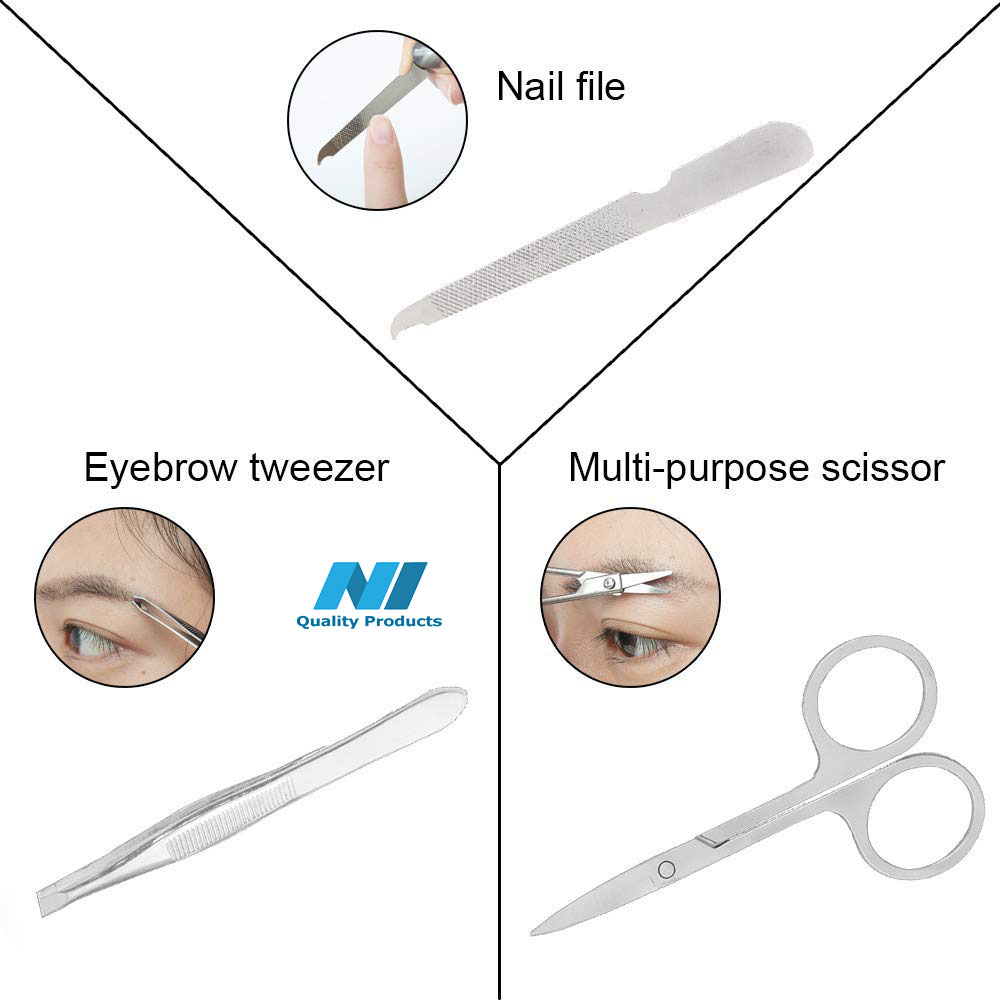 N1- Manicure Tools Set 7 in 1, Nail Care Tools with Luxurious Travel Case, Professional Stainless Steel Nail Clippers Set, Tweezers, Nail file, Eyebrow Scissors - Image 13