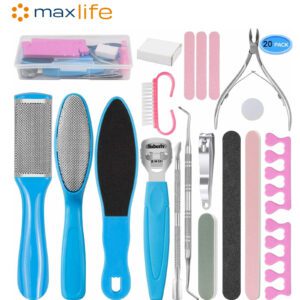 MaxLife Professional Stainless Steel Pedicure Tools Set 20 in 1, Foot Care Kit