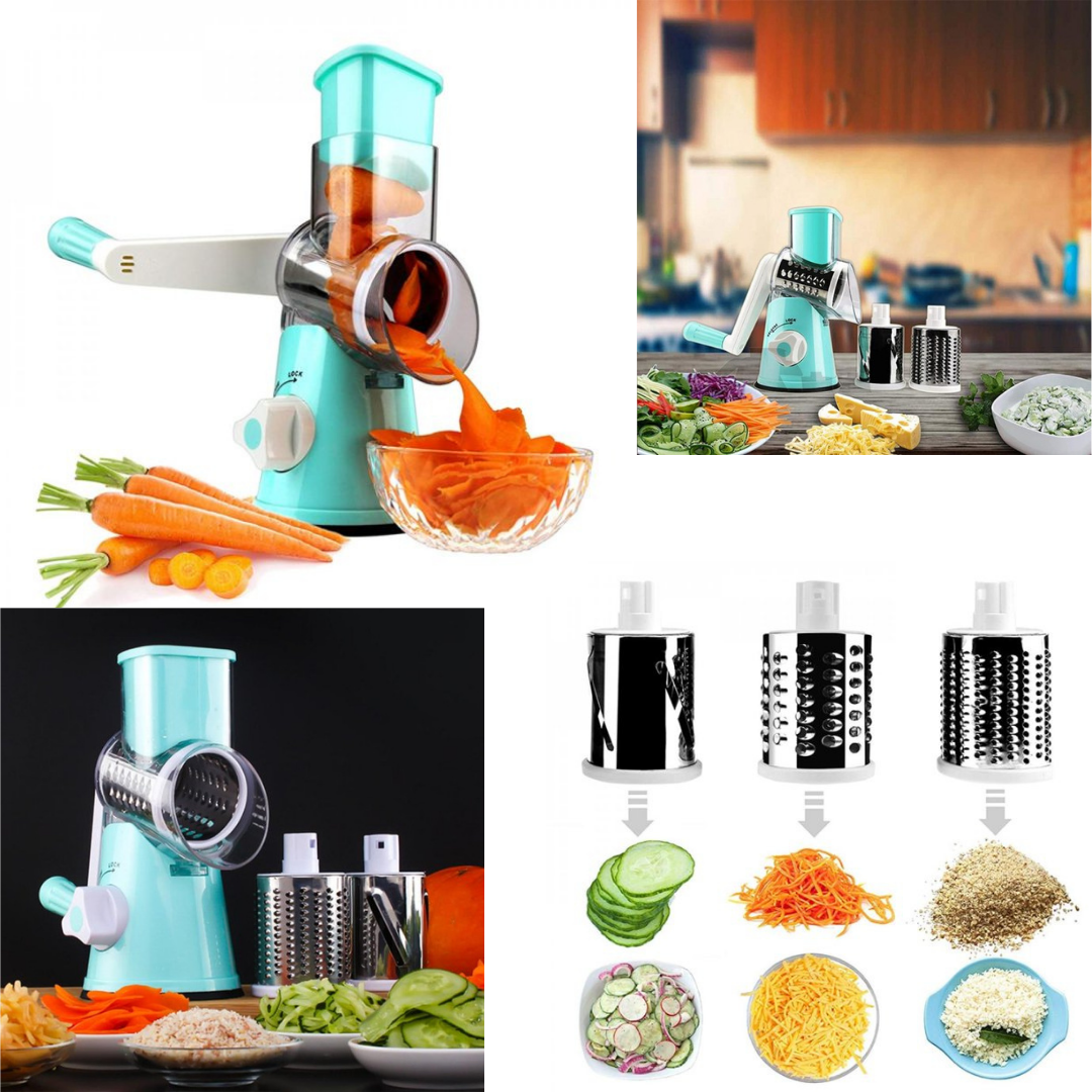 Rotary Cheese Grater, 3 Interchangeable Blades, Powerful Suction, Dishwasher Safe, Mandolines & Slicers - Image 2
