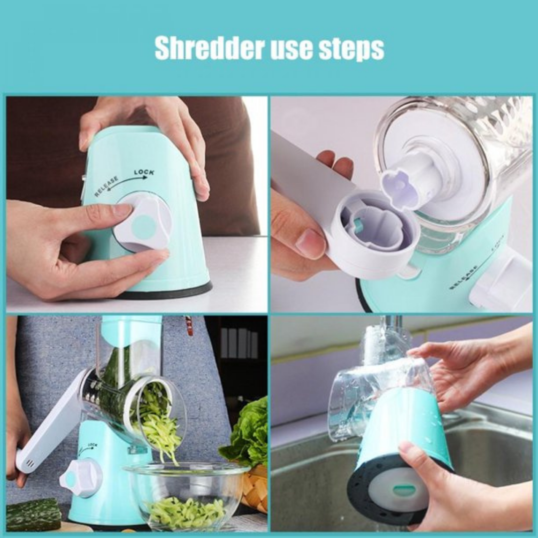 Rotary Cheese Grater, 3 Interchangeable Blades, Powerful Suction, Dishwasher Safe, Mandolines & Slicers - Image 4