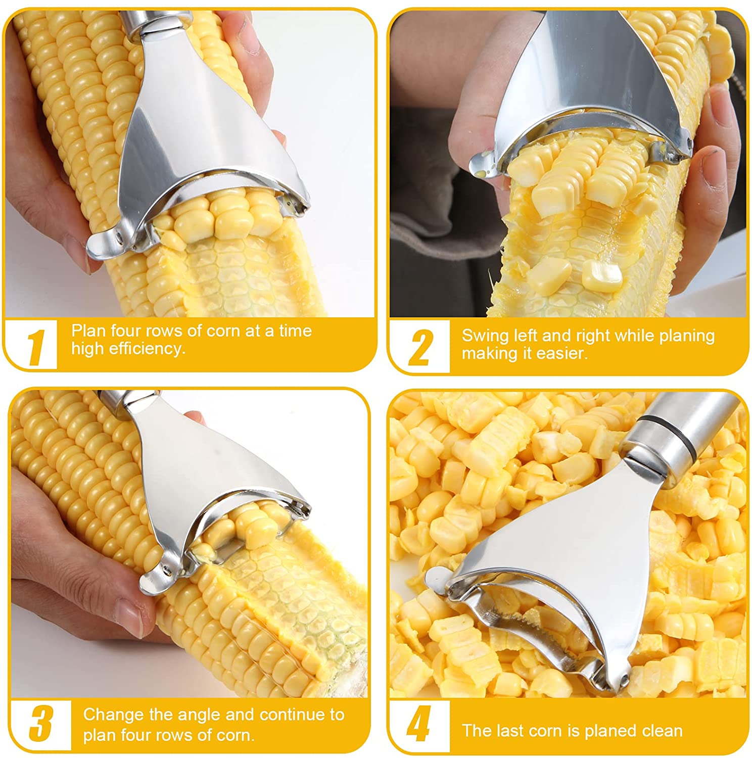 2 Pack Corn Peeler, Stainless Steel Corn Thresher Corn Planer Cutter Corn Scraper Cob Remover Tool - Image 5