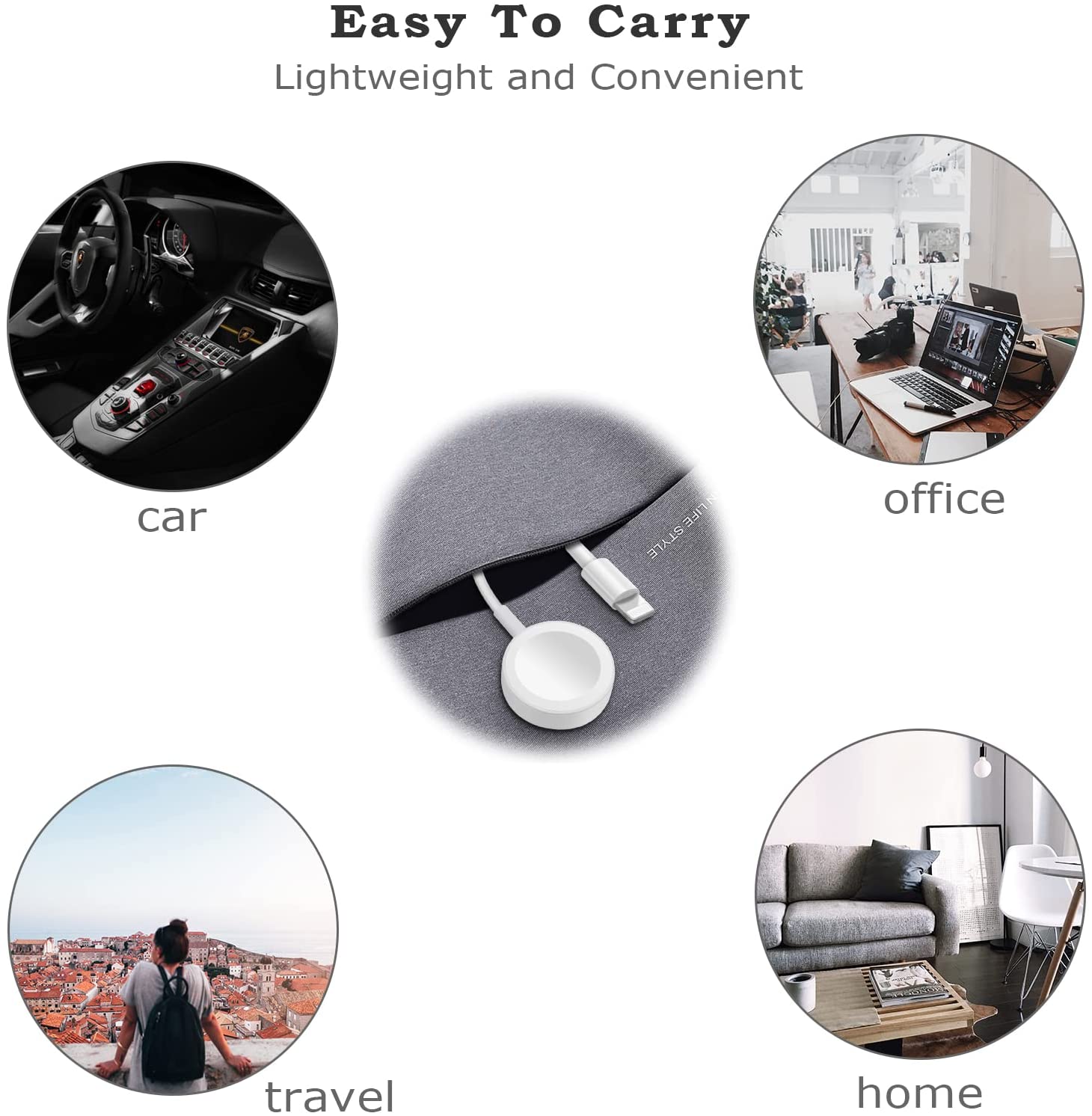 Smart Watch Charger USB Cable For Apple Watch All Series 7/6/5/4/3/2/1 and for All iPhone, iPad - 2 in1 Smart Charging Cable - Image 7