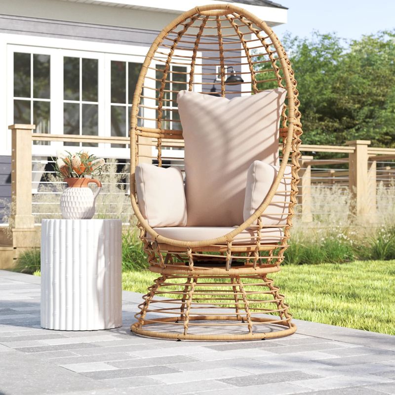 Prestige Patio - Outdoor Wicker Swivel Basket Egg Chair, Pod Chair, Lounge Chair with Cushion - Image 8