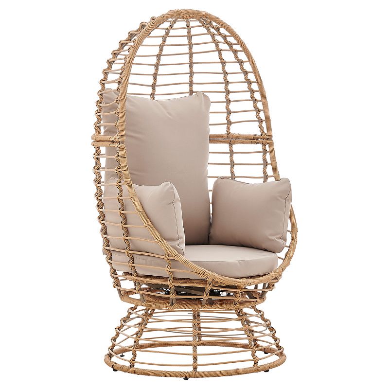 Prestige Patio - Outdoor Wicker Swivel Basket Egg Chair, Pod Chair, Lounge Chair with Cushion - Image 9