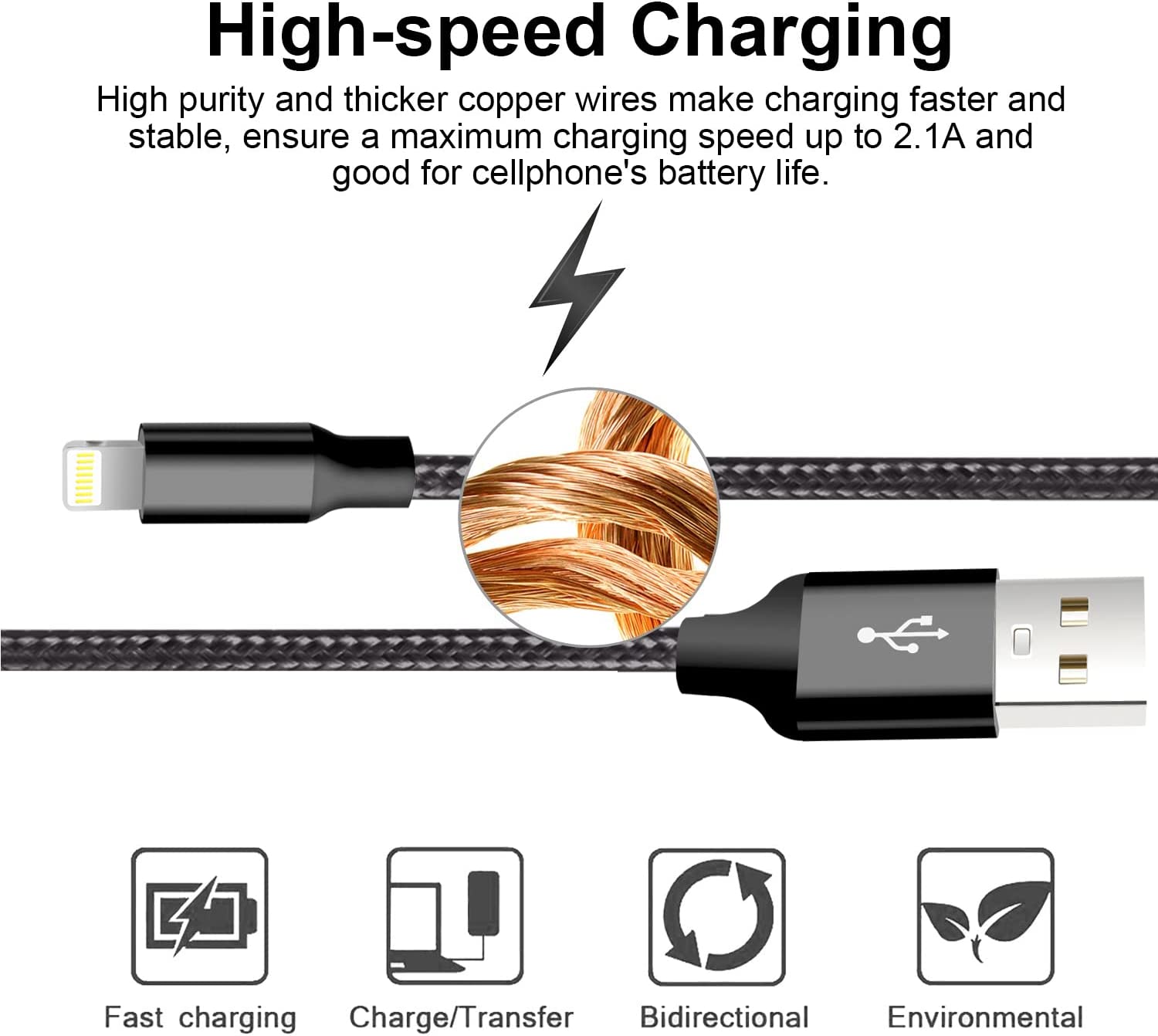 Max Life 10FT Lightning Cable, Fast Charging USB Charger Cord, Compatible with iPhone and iPad – Black - Image 4