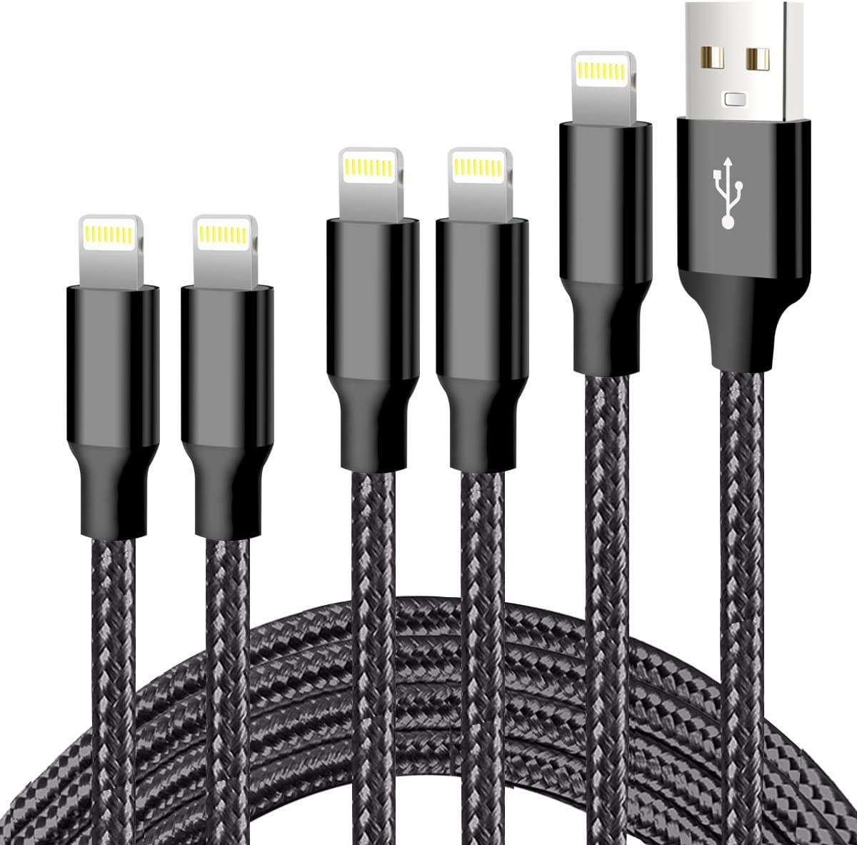 Max Life 10FT Lightning Cable, Fast Charging USB Charger Cord, Compatible with iPhone and iPad – Black