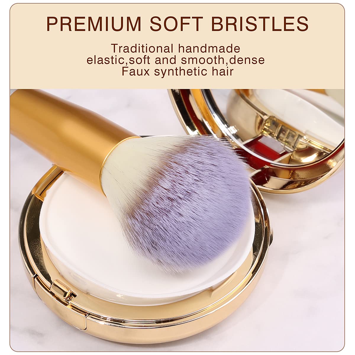 24 Pcs Makeup Brushes Set for Foundation, Face Powder, Blush Blending Brushes, Cruelty-Free Synthetic Fiber Bristles, Travel Makeup bag Included - Image 6