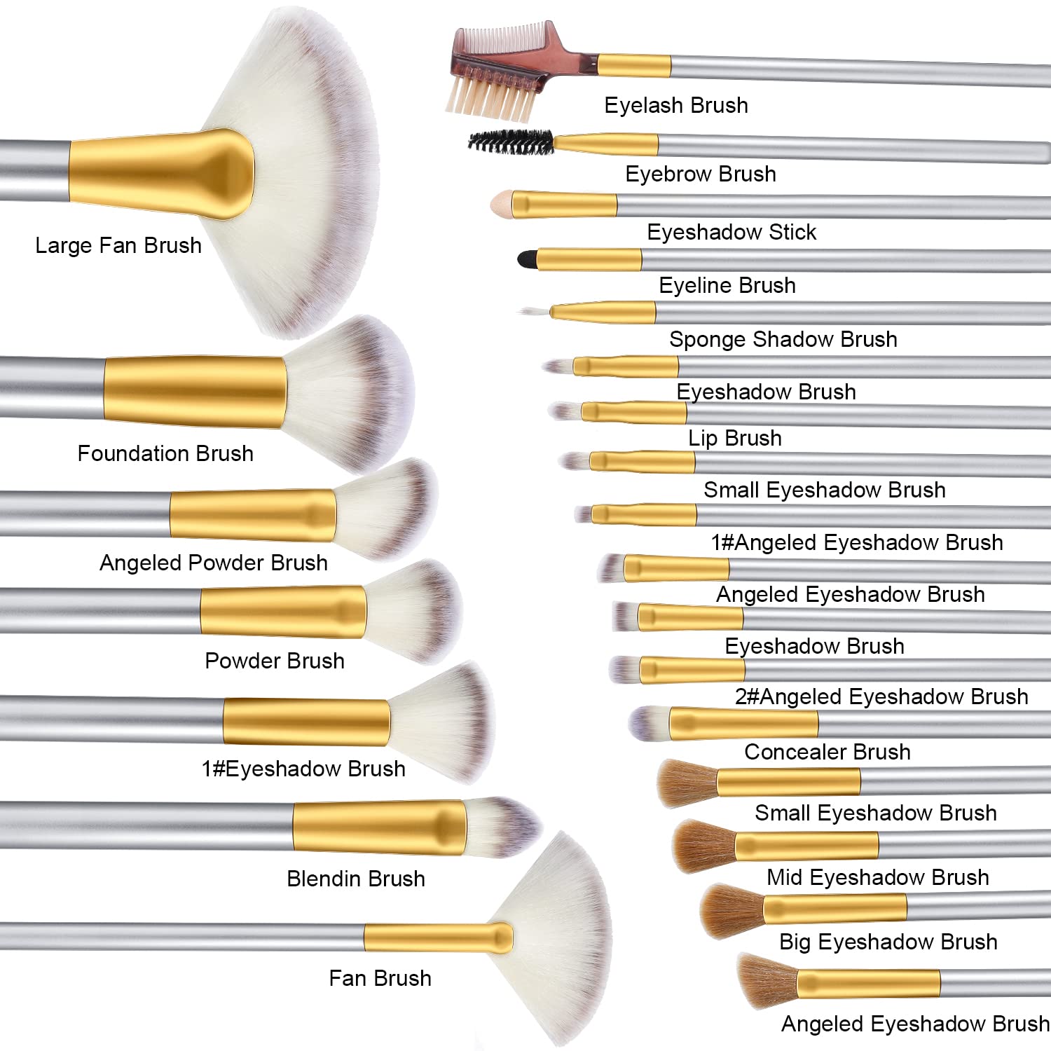 24 Pcs Makeup Brushes Set for Foundation, Face Powder, Blush Blending Brushes, Cruelty-Free Synthetic Fiber Bristles, Travel Makeup bag Included - Image 2