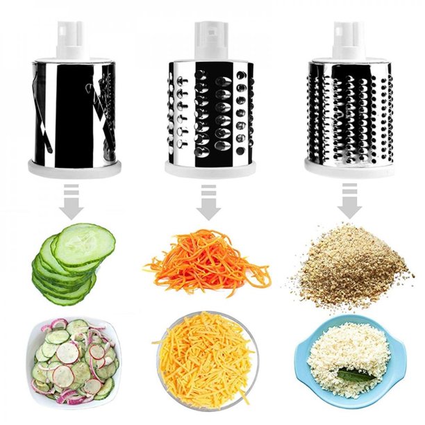 Rotary Cheese Grater with 3 Stainless Drum Blades, Handheld Vegetables Cheese Shredder with Rubber Suction Base - Image 4