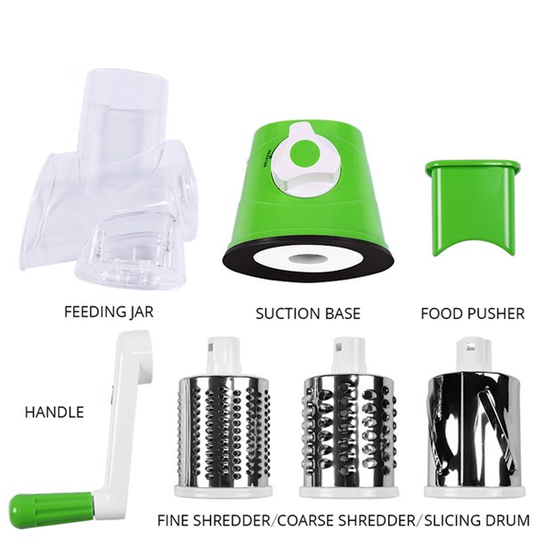 Rotary Cheese Grater with 3 Stainless Drum Blades, Handheld Vegetables Cheese Shredder with Rubber Suction Base - Image 7