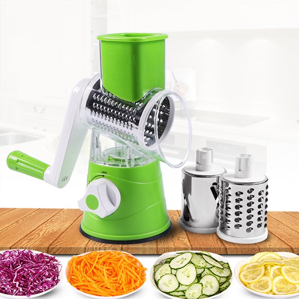 Rotary Cheese Grater with 3 Stainless Drum Blades, Handheld Vegetables Cheese Shredder with Rubber Suction Base - Image 6