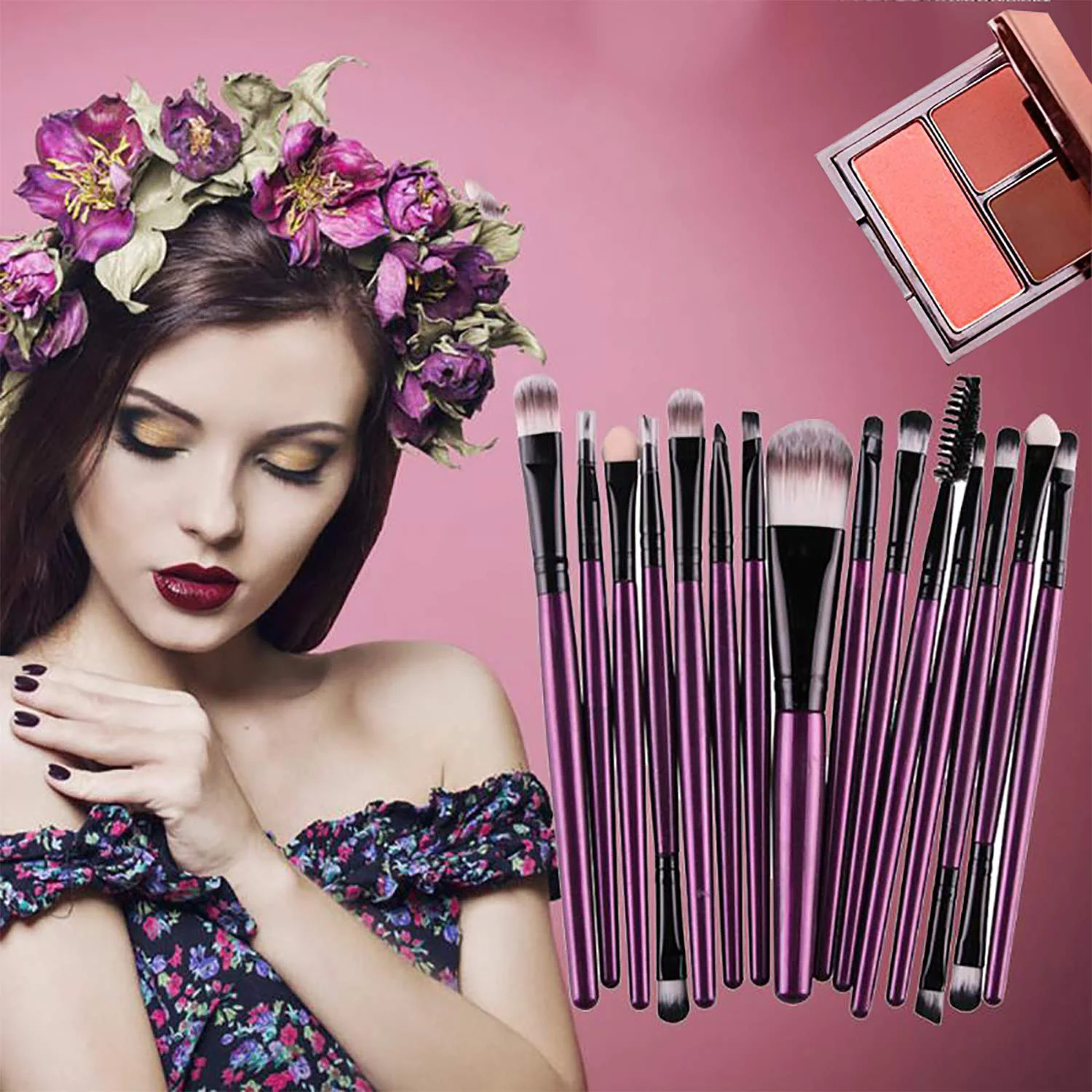 20 pcs Makeup Brush Set tools Make-up Toiletry Kit Wool Make Up Brush Set - Image 2