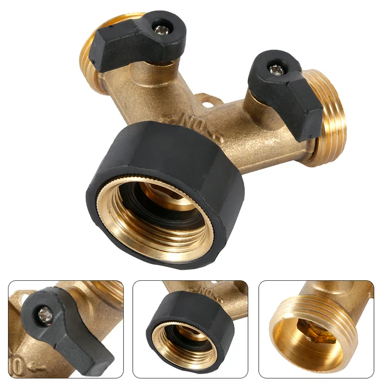 Double Tap Connector, Splitter Faucet Faucet Y 2 Way Garden Hose for 3/4 "Supply Hoses, Double Brass Outdoor Garden Faucet - Image 7