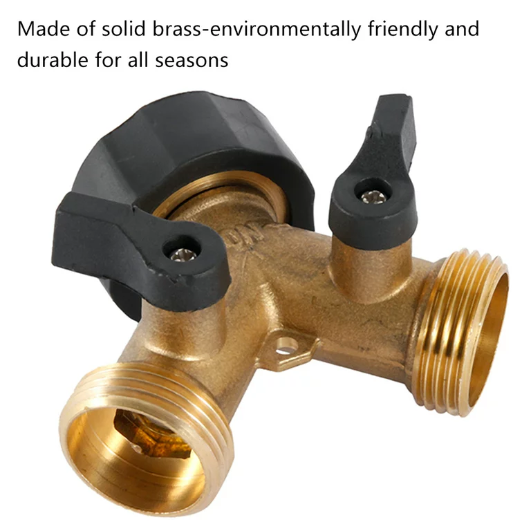 Double Tap Connector, Splitter Faucet Faucet Y 2 Way Garden Hose for 3/4 "Supply Hoses, Double Brass Outdoor Garden Faucet - Image 8