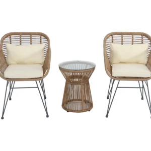 Nicole Miller Patio 3 Piece Wicker Bistro Set with Cushions