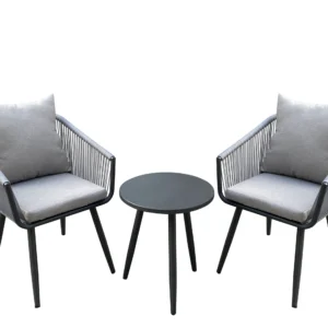 Nicole Miller Patio 3 Piece Outdoor Rope Chat Set with Cushions