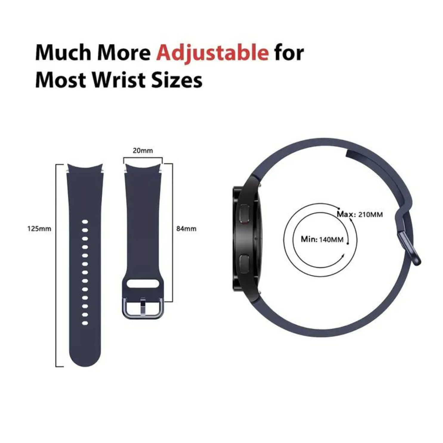 20mm Sport Silicone Band for Samsung Galaxy Watch 4 (40mm/44mm), Active 2, Galaxy Watch 5 Pro (45mm), and Galaxy Watch 5 - Image 2