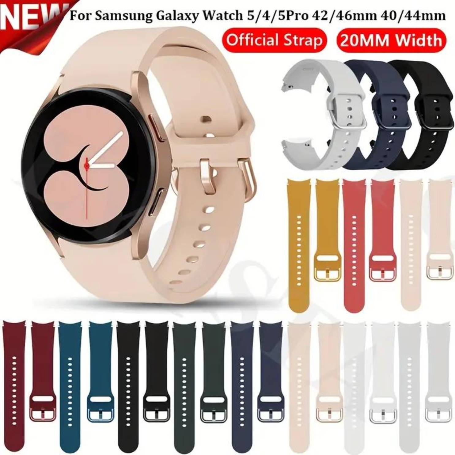 20mm Sport Silicone Band for Samsung Galaxy Watch 4 (40mm/44mm), Active 2, Galaxy Watch 5 Pro (45mm), and Galaxy Watch 5 - Image 5